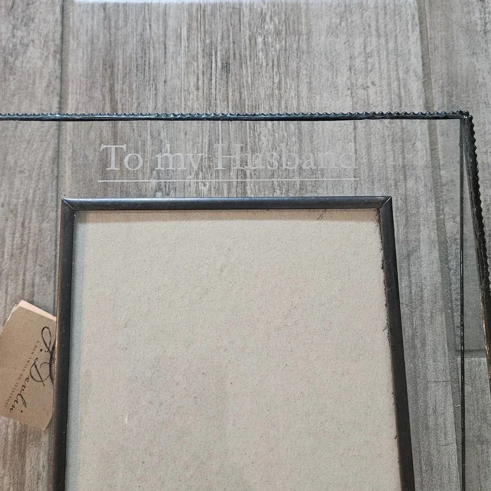 J. Devlin Glass Art Floating Picture Frame Husband 5x7 Clear NEW Etched Glass